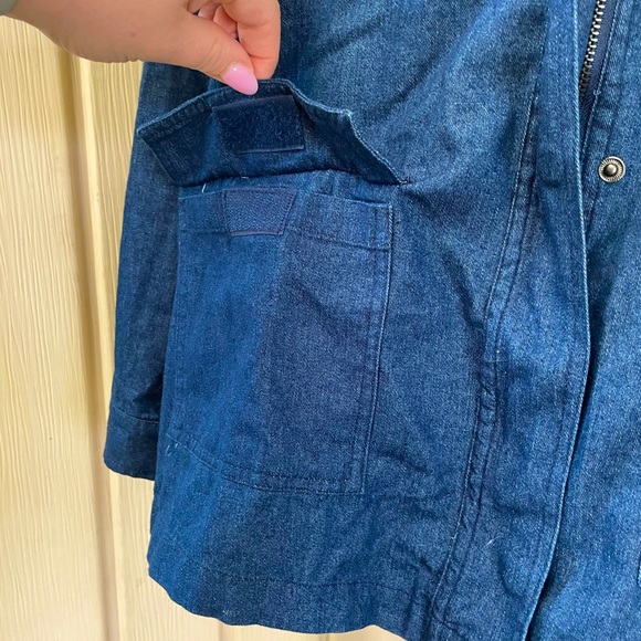 Denim Navy Blue Hooded Stylish Pretty Jacket with Pockets - Picture 9 of 11